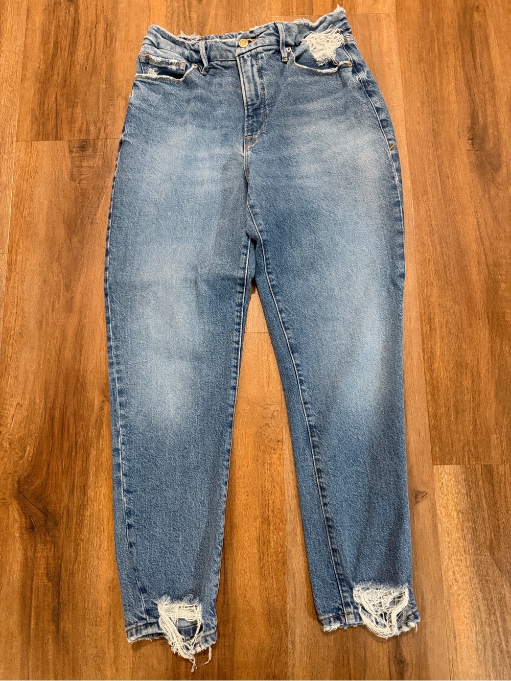 Good American -High Waist Light Blue Distressed Jeans Size 4/27